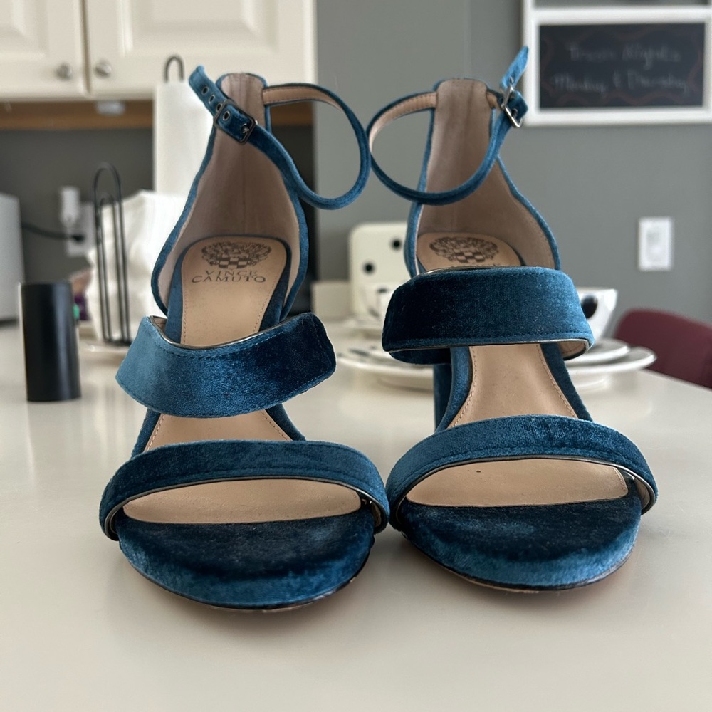 Vince Camuto Velvet Teal Heels - Picture 4 of 5
